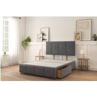 Sloomy Lancaster Plush Divan Bed Base 2 Drawers Foot-End With 26 Strutted Headboard in Dark Grey | Size: Super King