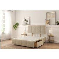 Sloomy Lancaster Plush Divan Bed Base 4 Drawers With 26 Strutted Headboard in Cream | Size: King