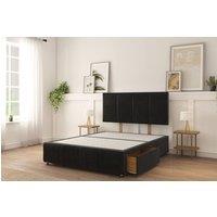 Sloomy Lancaster Plush Divan Bed Base 4 Drawers With 26 Strutted Headboard in Black | Size: Super King