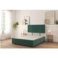 Sloomy Langston Plush Divan Bed Base No Drawers With 26 Strutted Headboard in Emerald | Size: Double