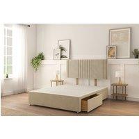 Sloomy Langston Tweed Divan Bed Base 2 Drawers Same Side With 26 Strutted Headboard in Cream | Size: Super King