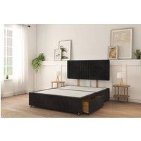 Sloomy Langston Naples Divan Bed Base 2 Drawers Foot-End With 26 Strutted Headboard in Black | Size: Super King