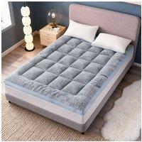 Living and Home Soft Quilted Mattress Topper Bed with Elastic Straps in Blue | Size: Super King