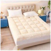 Living and Home Soft Quilted Mattress Topper Bed with Elastic Straps in Beige | Size: Double