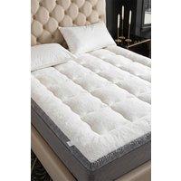 Living and Home 10cm Thickness Plush Mattress Topper in White | Size: King