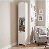 Living and Home Modern Tall Bathroom Storage Cabinet with Double Doors in White