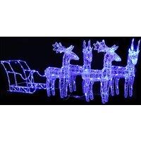 Berkfield Home Reindeers & Sleigh Christmas Decoration 280x28x55 cm Acrylic in Blue | Size: 280 x 28 x 55 cm