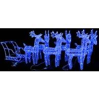 Berkfield Home Reindeers & Sleigh Christmas Decoration 320 LEDs Acrylic in Blue
