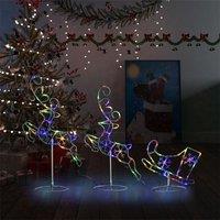 Berkfield Home Acrylic Christmas Flying Reindeer&Sleigh 260x21x87cm Colourful | Size: 260 x 21 x 87 cm
