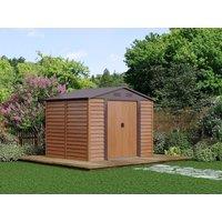 Vente-unique Galvanised Steel Garden Shed - Wood Effect - 6.62 M - ARSEGO in Walnut