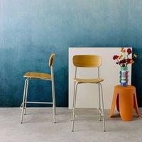 sweeek Vintage metal & plywood bar stool (set of 2) in Beige