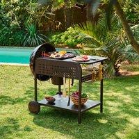 sweeek Round charcoal barbecue enamelled steel 53cm with trolley in Black