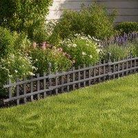 STILVORA 4 Piece Garden Fence Set with Connecting Anchors in Grey