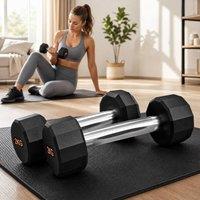 STILVORA 2 x 2 kg Dumbbells Set with Non-Slip Grip in Black