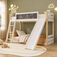 STILVORA Bunk Bed with Slide & Storage Stairs, White | Size: Single