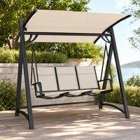 STILVORA 3 Seater Swing Chair with Adjustable Canopy in Cream