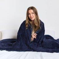 OHS Teddy Fleece Sensory 10kg Weighted Blanket Sleep Therapy in Navy | Size: 150 cm 200 cm