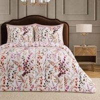 OHS Floral Coverless 10.5 TOG Duvet Set Pillowcase Quilted Cover in White | Size: King