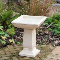 Primrose Selbourne Cast Stone Bird Bath Outdoor Hand Finished H52cm in White