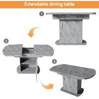 Matteo Extendable Oval Dining Table with Storage - Cement Grey