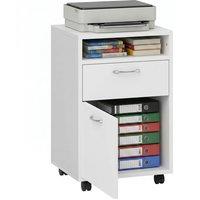 HOMCOM 60cm Storage Cabinet w/ Drawer Open Shelf Metal Handles 4 Wheels in White