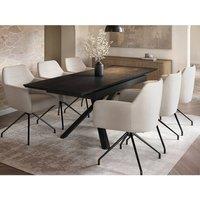 Solace+Co Lexi & Isla Dining Set Extendable Table with 6 Swivel Chairs Cream