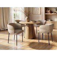 Solace+Co Ebony Oak Extendable Dining Table with 4 Elise Chairs in Beige