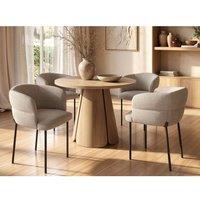 Solace+Co Ebony Oak Extendable Dining Table with 4 Elise Chairs in Light Brown
