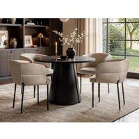 Solace+Co Ebony Black Extendable Dining Table with 4 Elise Chairs in Beige