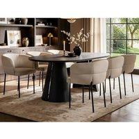 Solace+Co Ebony Black Extendable Dining Table with 6 Elise Chairs in Beige