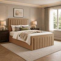 Desire Deco Plush Velvet Lucia Ottoman Storage Bed Frame in Beige | Size: Single