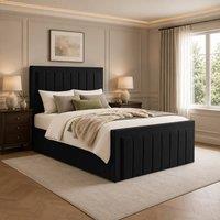 Desire Deco Plush Velvet Lucia Ottoman Storage Bed Frame in Black | Size: Single