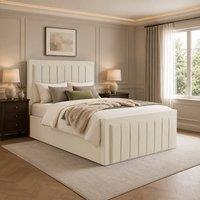 Desire Deco Plush Velvet Lucia Ottoman Storage Bed Frame in Cream | Size: Single