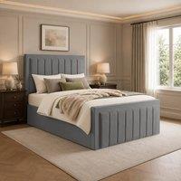 Desire Deco Plush Velvet Lucia Ottoman Storage Bed Frame in Grey | Size: Single