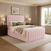 Desire Deco Plush Velvet Lucia Ottoman Storage Bed Frame in Pink | Size: Single