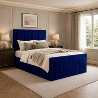 Desire Deco Plush Velvet Lucia Ottoman Storage Bed Frame in Blue | Size: Single