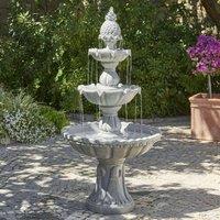 Primrose Regal Three Tier Garden Fountain Water Feature 3 Tiered Cascade 150cm in Light Grey