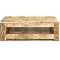 Elm Home And Garden Mango Wood Low Coffee Table Oak Finish Fully Assembled in Light Oak