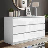 SquareBoxx Fairfield Gloss Minimalist Chest of Draws 6 Draw in White