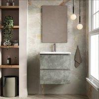 Banyetti Vatilla 600mm Wall Hung Vanity Unit with Lira Basin - Cemento Grey