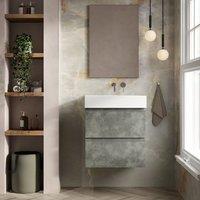Banyetti Vatilla 600mm Wall Hung Vanity Unit with Veneto 0 Tap Hole Basin-Cemento Grey