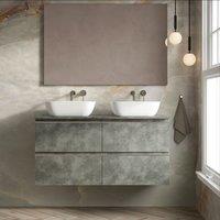 Banyetti Vatilla 1200mm Wall Hung Vanity Unit with Matching Worktop-Cemento Grey