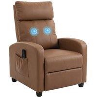 HOMCOM Recliner Sofa Chair PU Leather Massage Armcair w/ Remote, Dark Brown