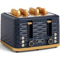 HOMCOM Toaster with 4 Slot, 7 Browning Levels, 1860W, Ripple, Dark Blue