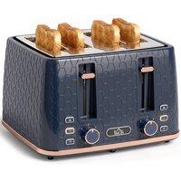 HOMCOM Toaster with 4 Slot, 7 Browning Levels, 1860W, Honeycomb, Dark Blue