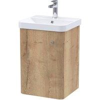Balterley Flashbrook Wall Hung 1 Door Vanity Basin Unit, 400mm, Autumn Oak in Brown
