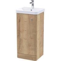 Balterley Flashbrook Floor Standing 1 Door Vanity Basin Unit, 400mm, Autumn Oak in Brown