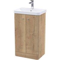 Balterley Flashbrook Floor Standing 2 Door Vanity Basin Unit, 500mm, Autumn Oak in Brown