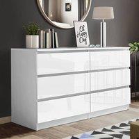 LUXURY LIFE Olivia Gloss Chest of Drawers 6 Drawer Cabinet in White