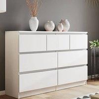 LUXURY LIFE Olivia Matt Chest of Drawers 7 Drawer Merchant in White